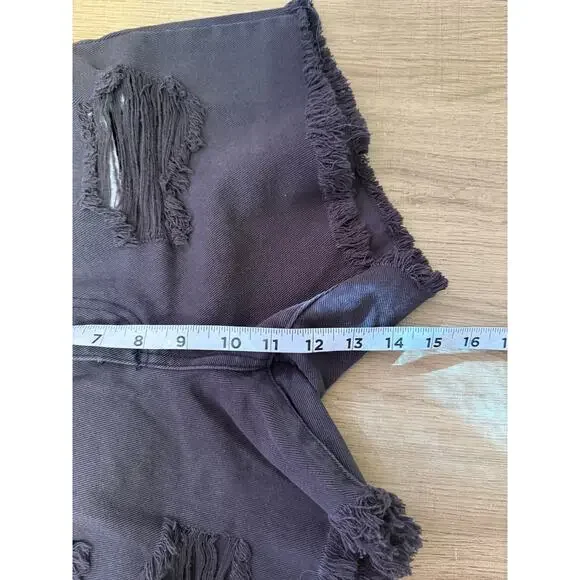 Billabong Distressed Denim Shorts Black High Rise Sz W27 - Picture 7 of 8